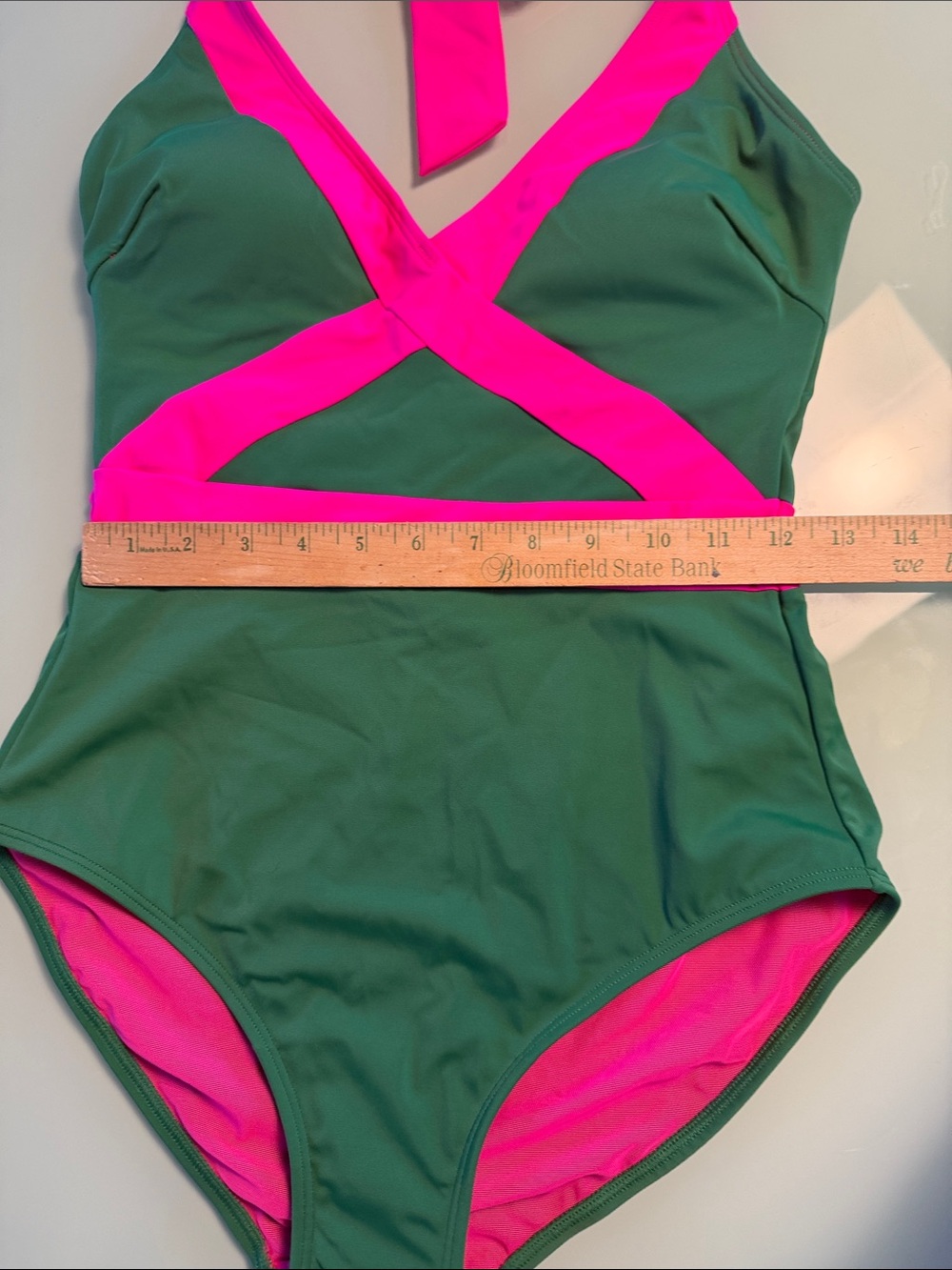 Boden Kefalonia Halterneck Swimsuit in the green and hot pink colorway. Size 8 - Picture 12 of 14